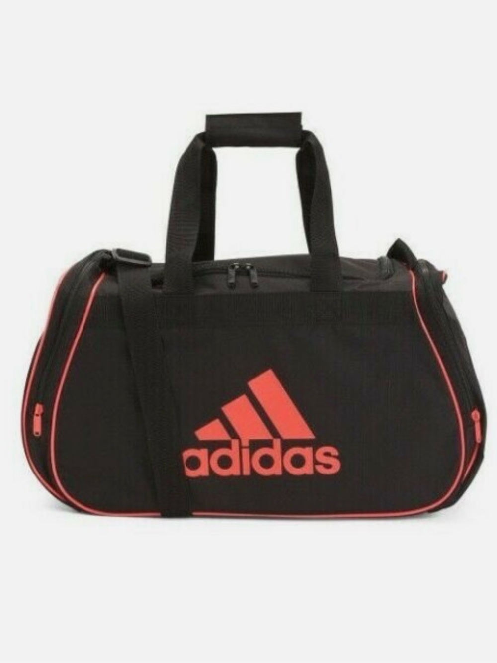 90s Adidas Black Duffel Bag with Neon Logo and Trim